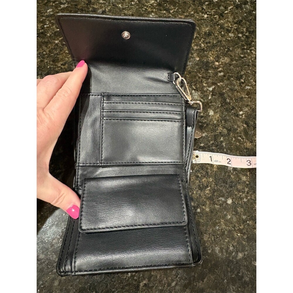 Steve Madden Wristlet Wallet Womens One Size Black Logo Zip Coin Keychain - Picture 6 of 7